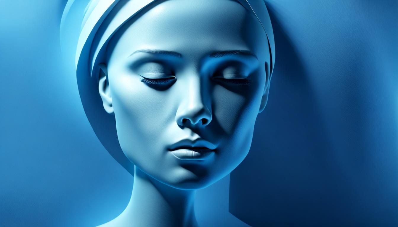 Elegant Blue Silhouette: Conceptual 3D Art