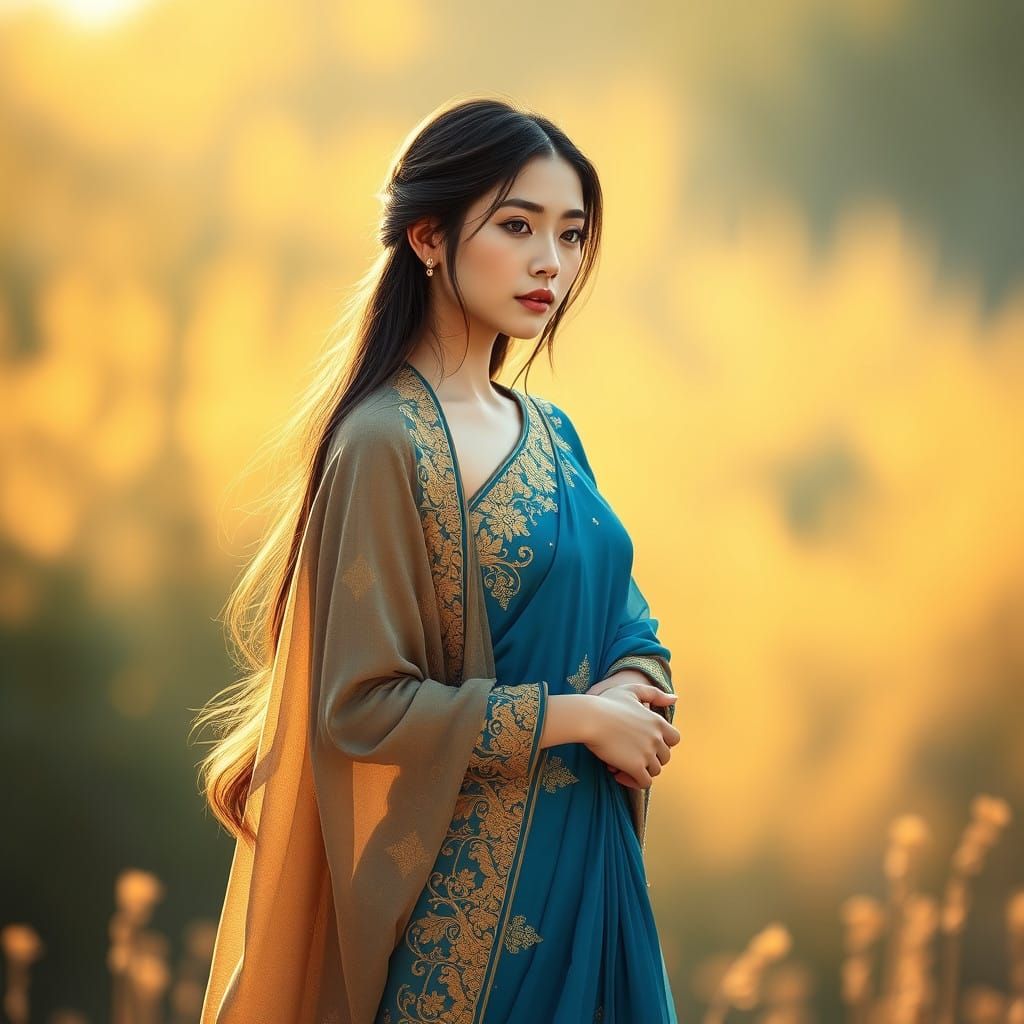 Elegant Traditional Attire in Dreamy, Detailed Style