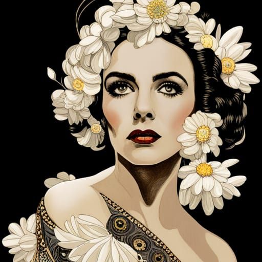 Elizabeth Taylor Portrait in Leyendecker Style