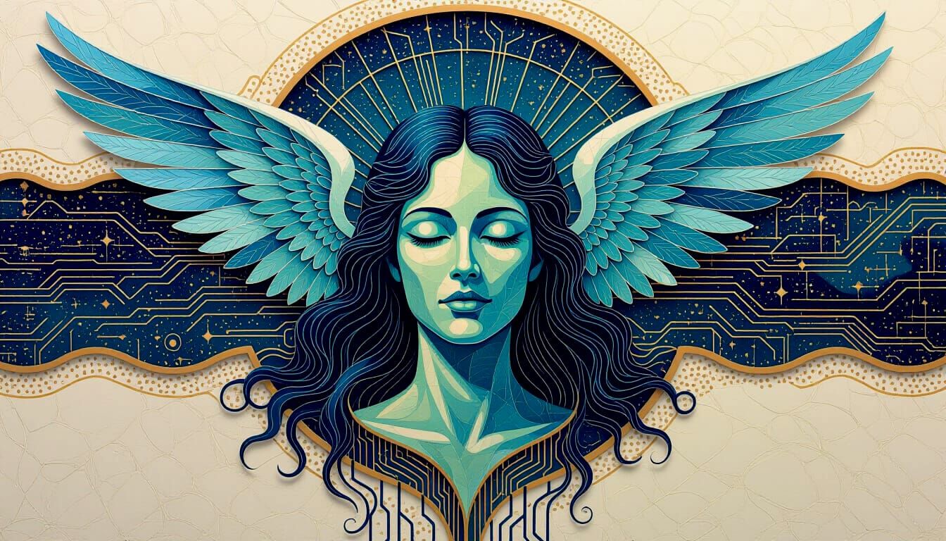 Astral Circuitry Angelic Sgraffito, Layered Art