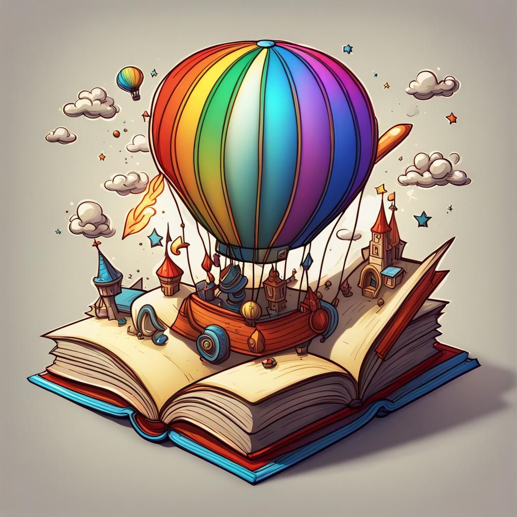 Cartoon Pop-Up Book Logo in Detailed Matte Style