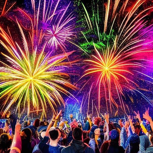 Spectacular Firework Show Erupts in Vibrant Digital Paint