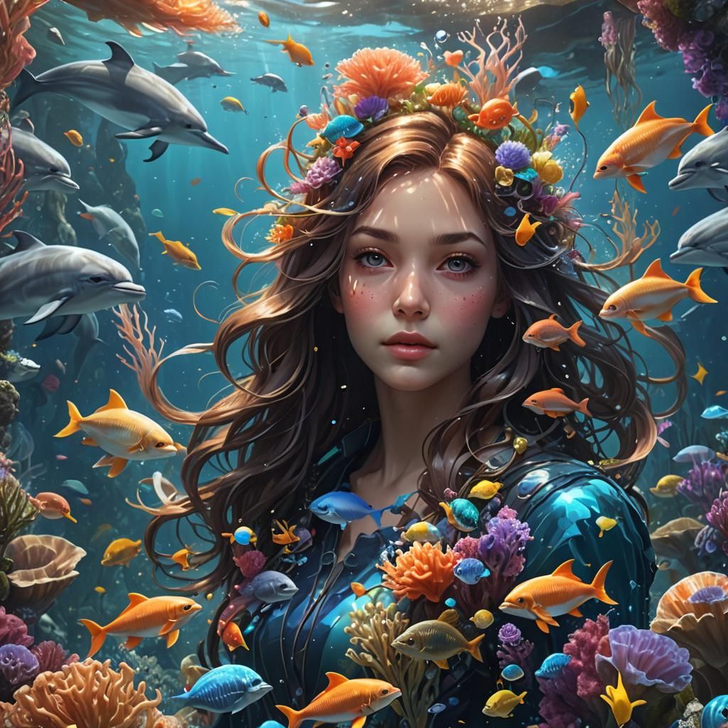 Underwater Ocean Garden with Marine Life