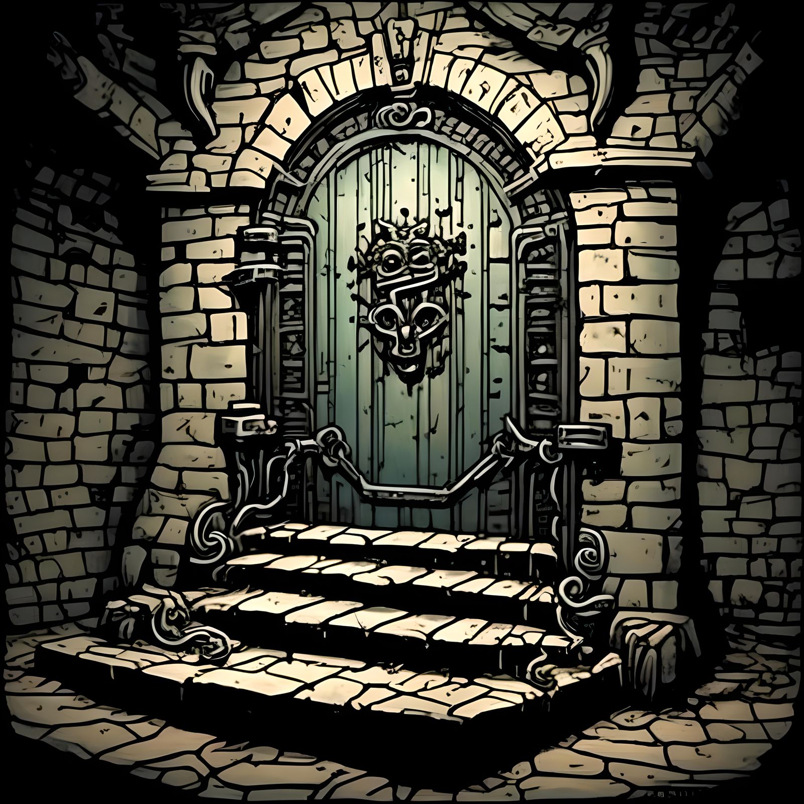 The horror in the basement.  A heavy ancient iron trap door ...