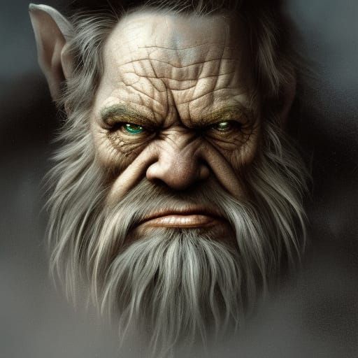 Wrinkled Leprechaun Portrait in Digital Art Style