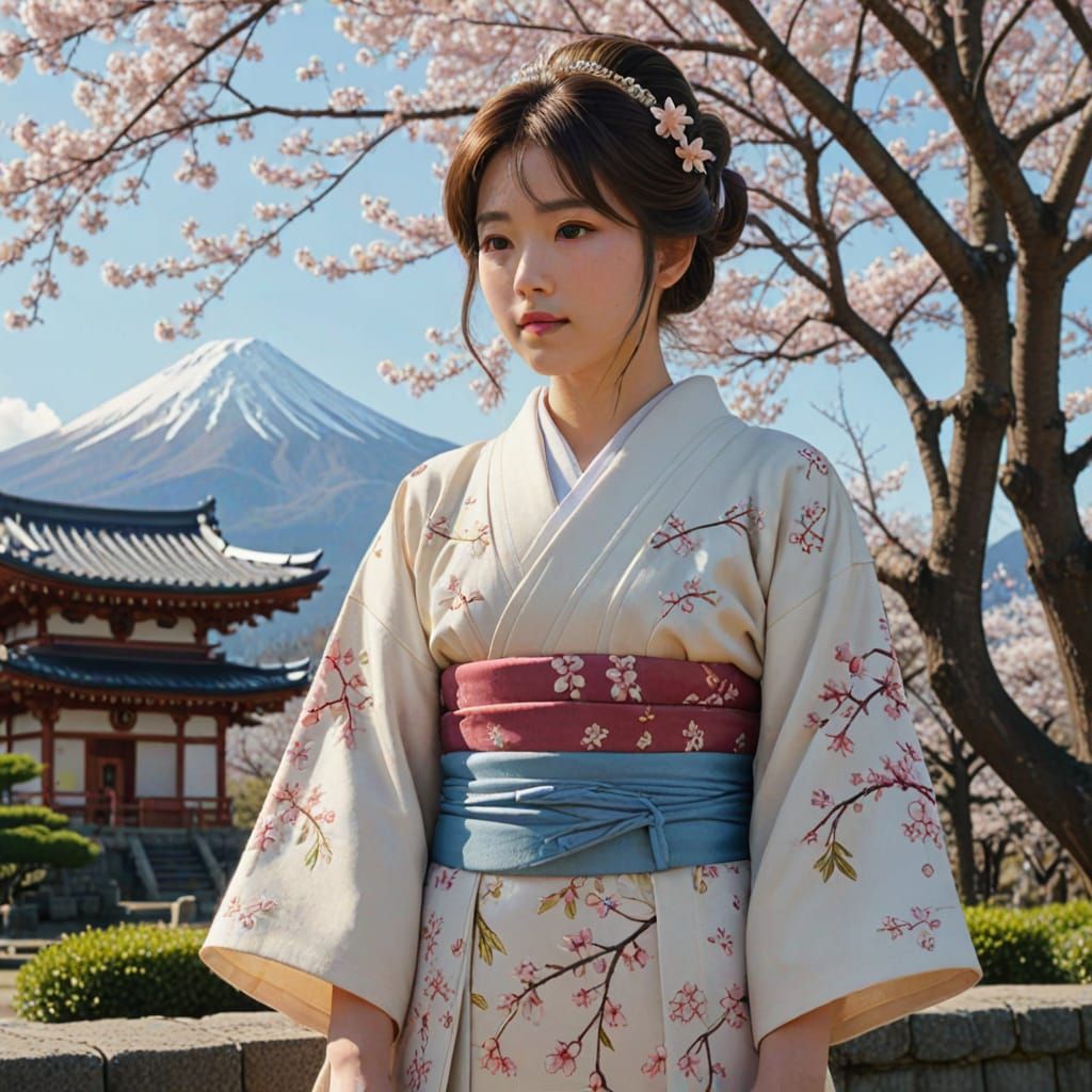 Japanese Princess in Serene Garden