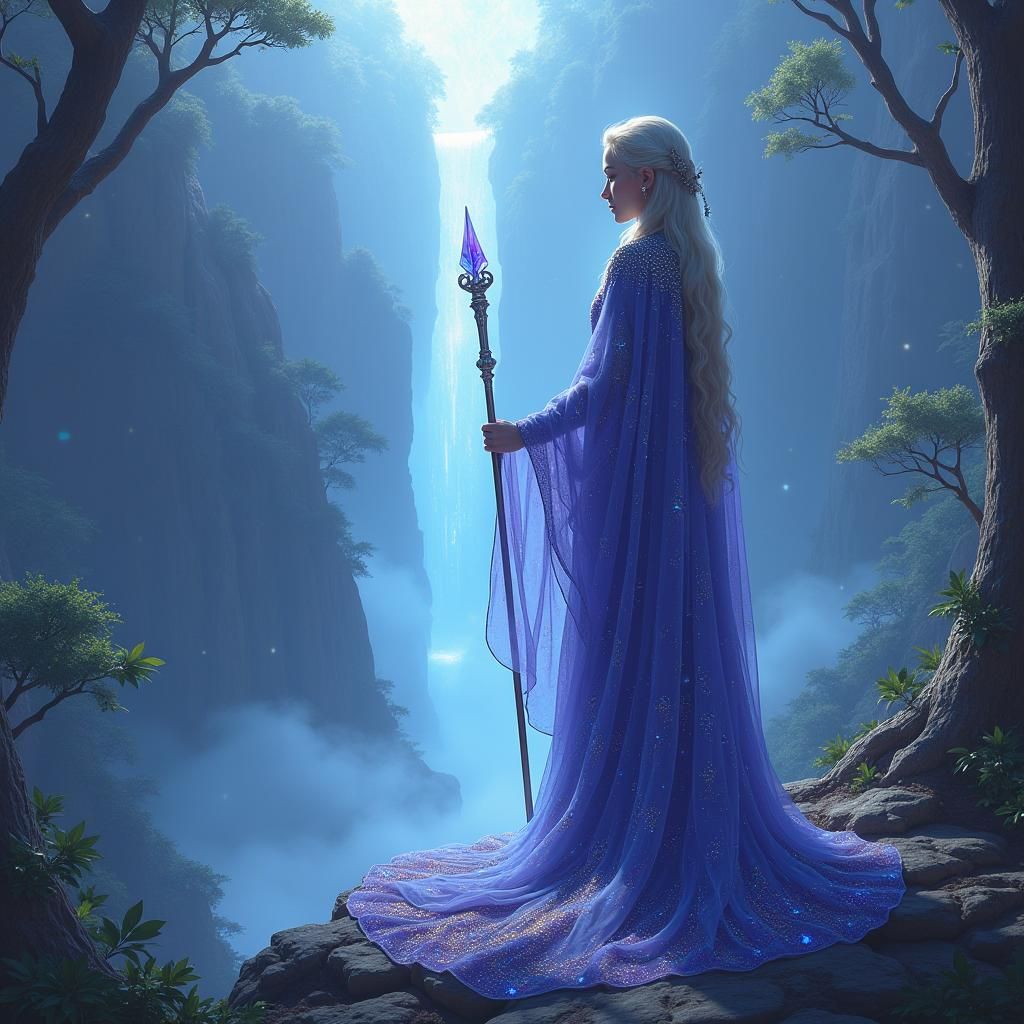 Mystical Woman in Ethereal Realm, Matte Painting