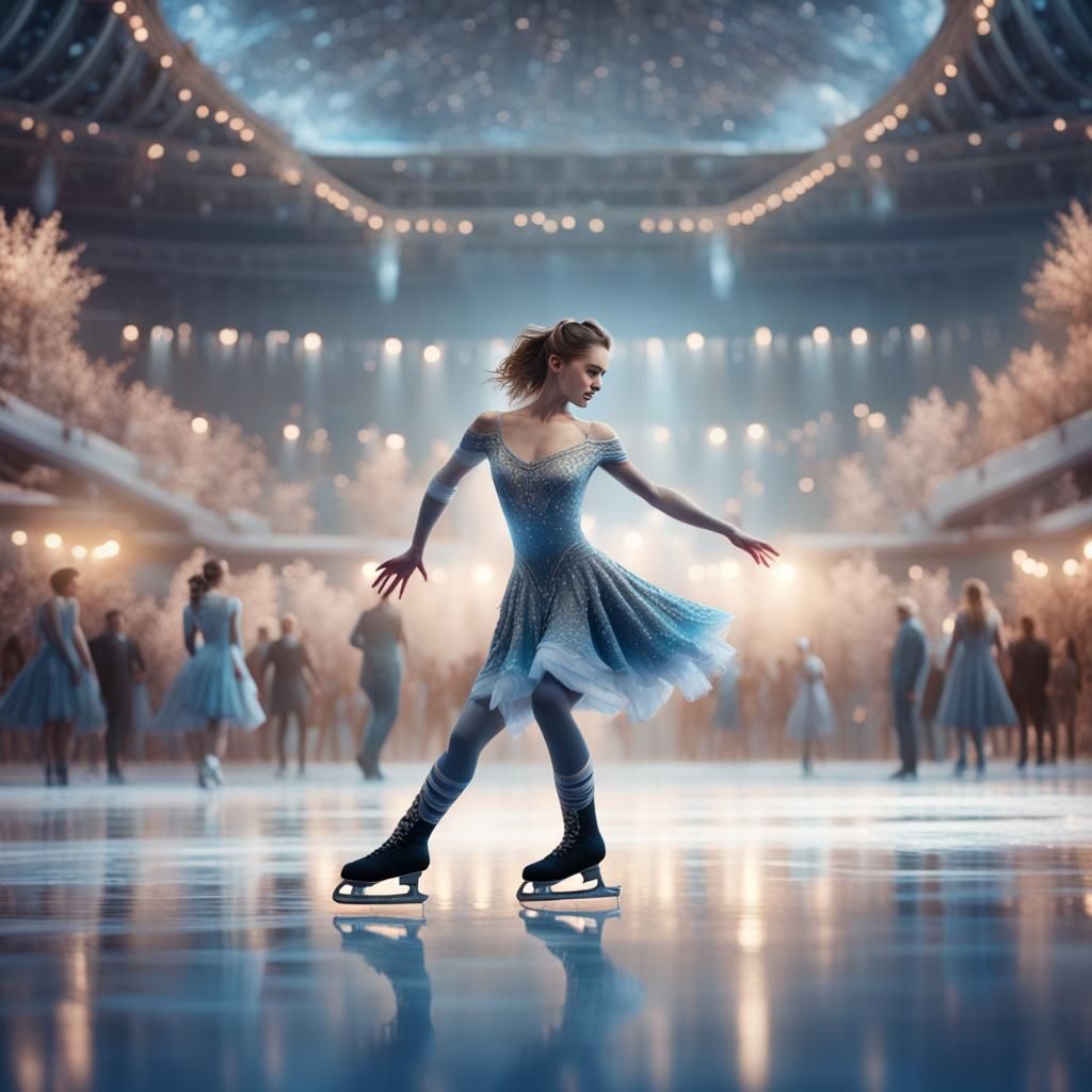 Figure Skater Falls: Detailed Matte Painting