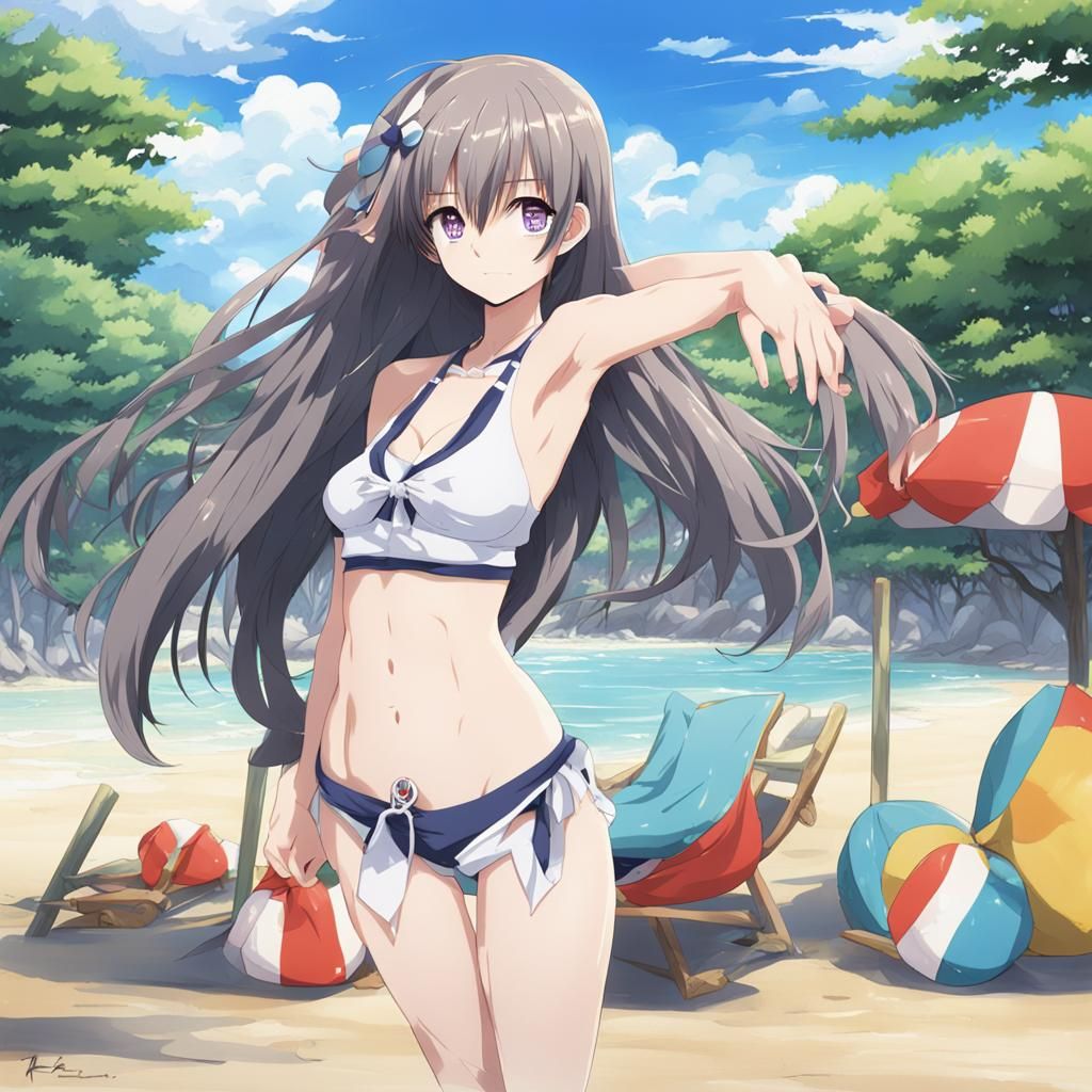 Anime Girl in Bikini: Japanese Manga Style