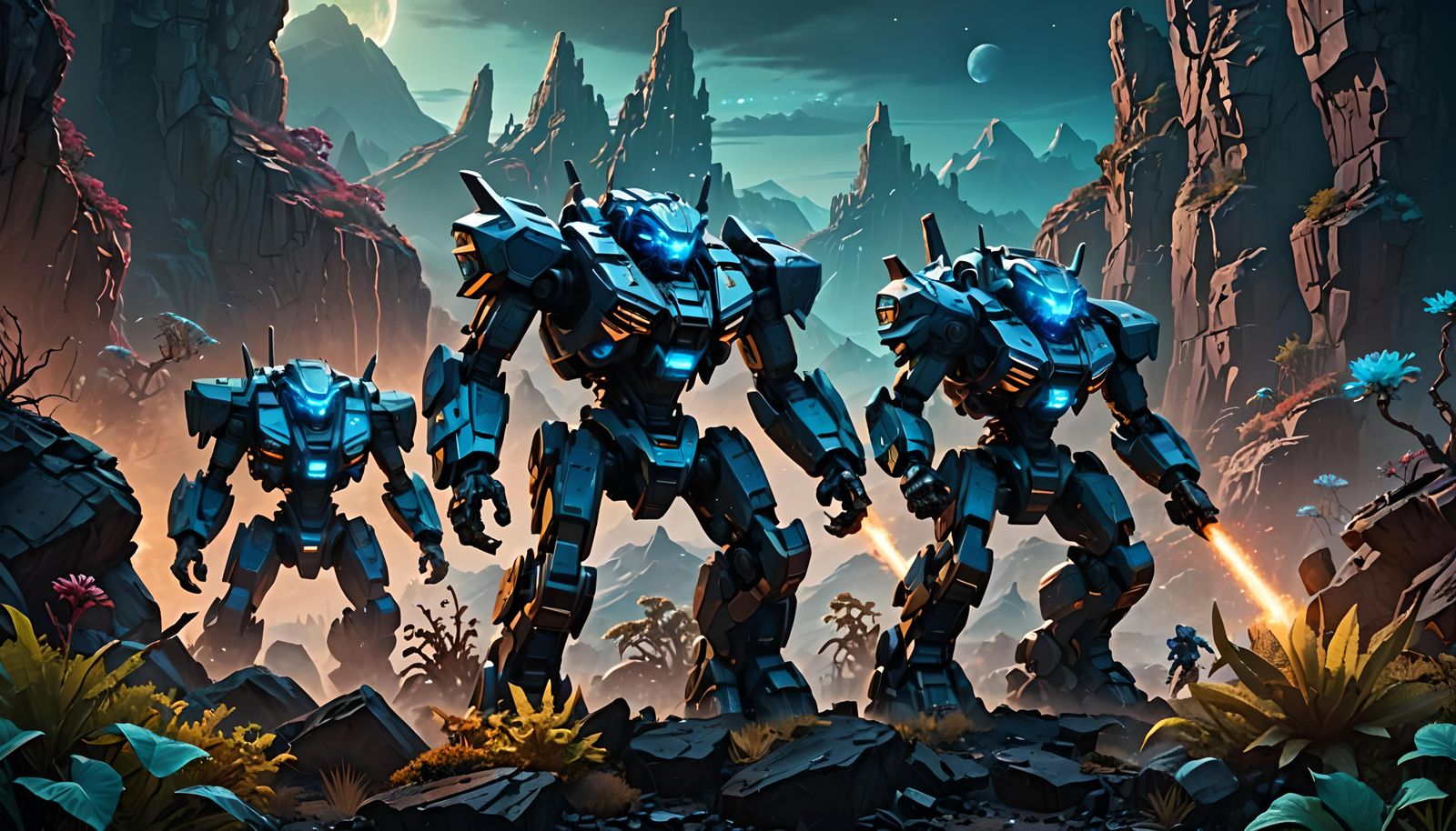 Epic Mecha Battle on Alien World