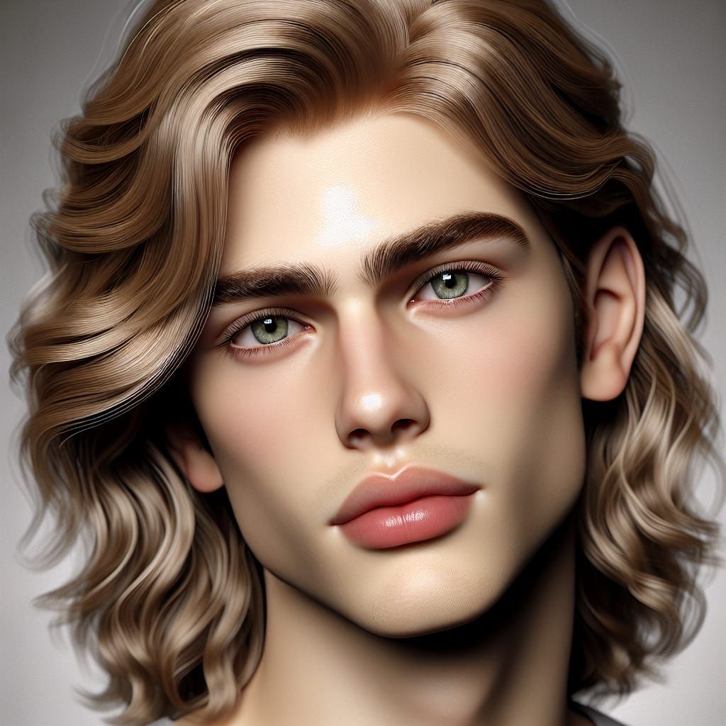 Realistic Portrait of a Handsome Blond Teenager