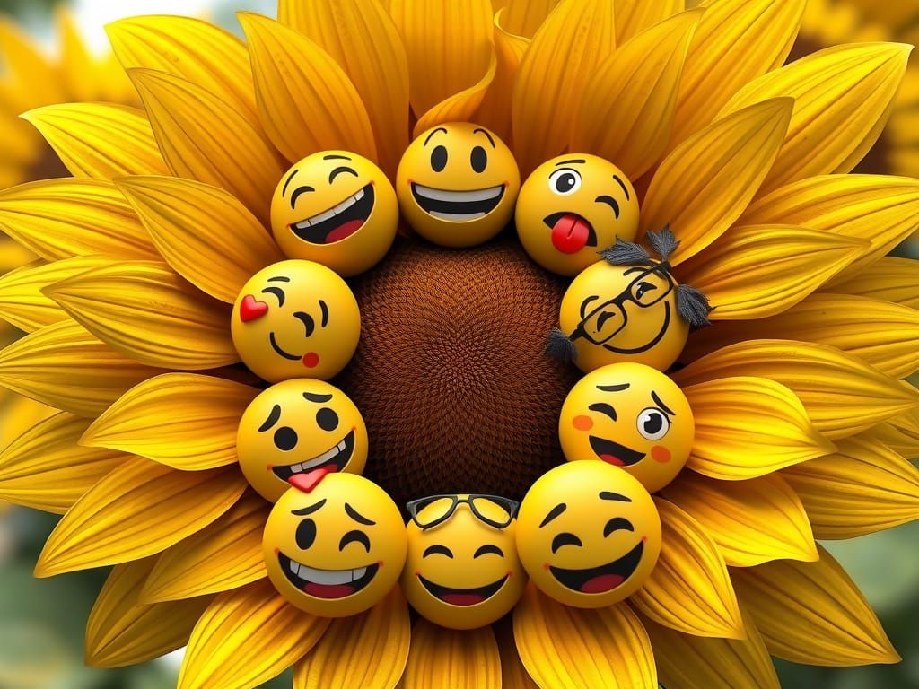 Sunflower Emoji Set with Unique Expressions