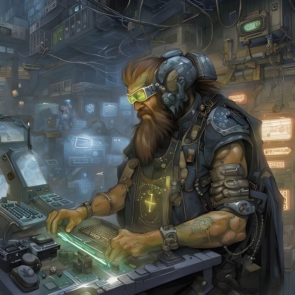 Shadowrun Dwarf Decker Jacking into Cyberspace