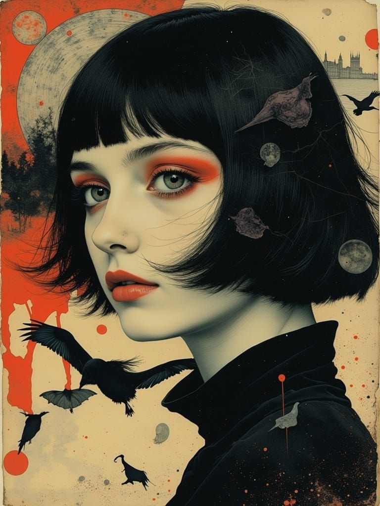 Gothic Portrait of a Melancholic Young Woman