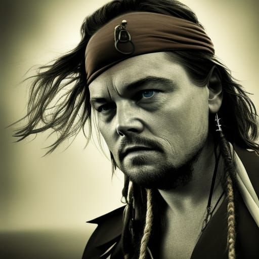 Intense Portrait of Pirate Character in Ambient Light