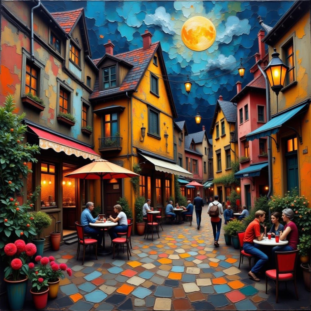 outdoor café at night