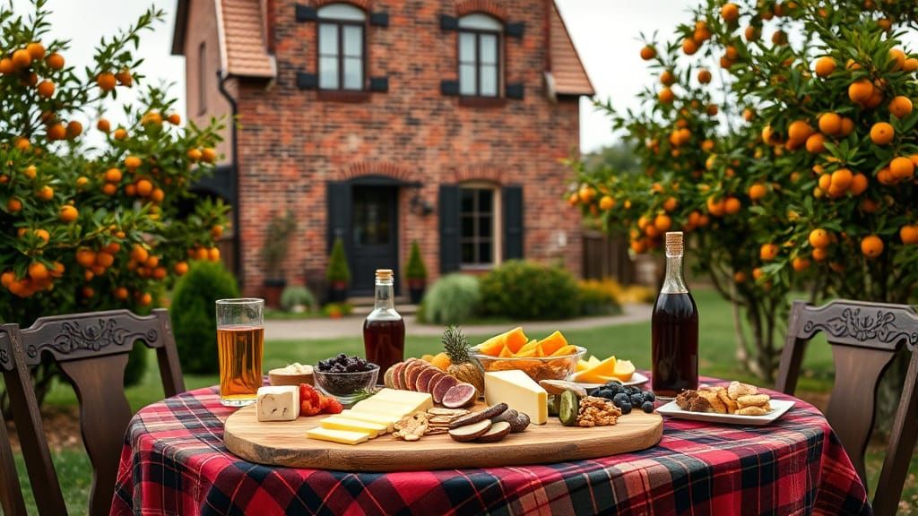 Victorian Cheese Platter in a Cozy Countryside Scene