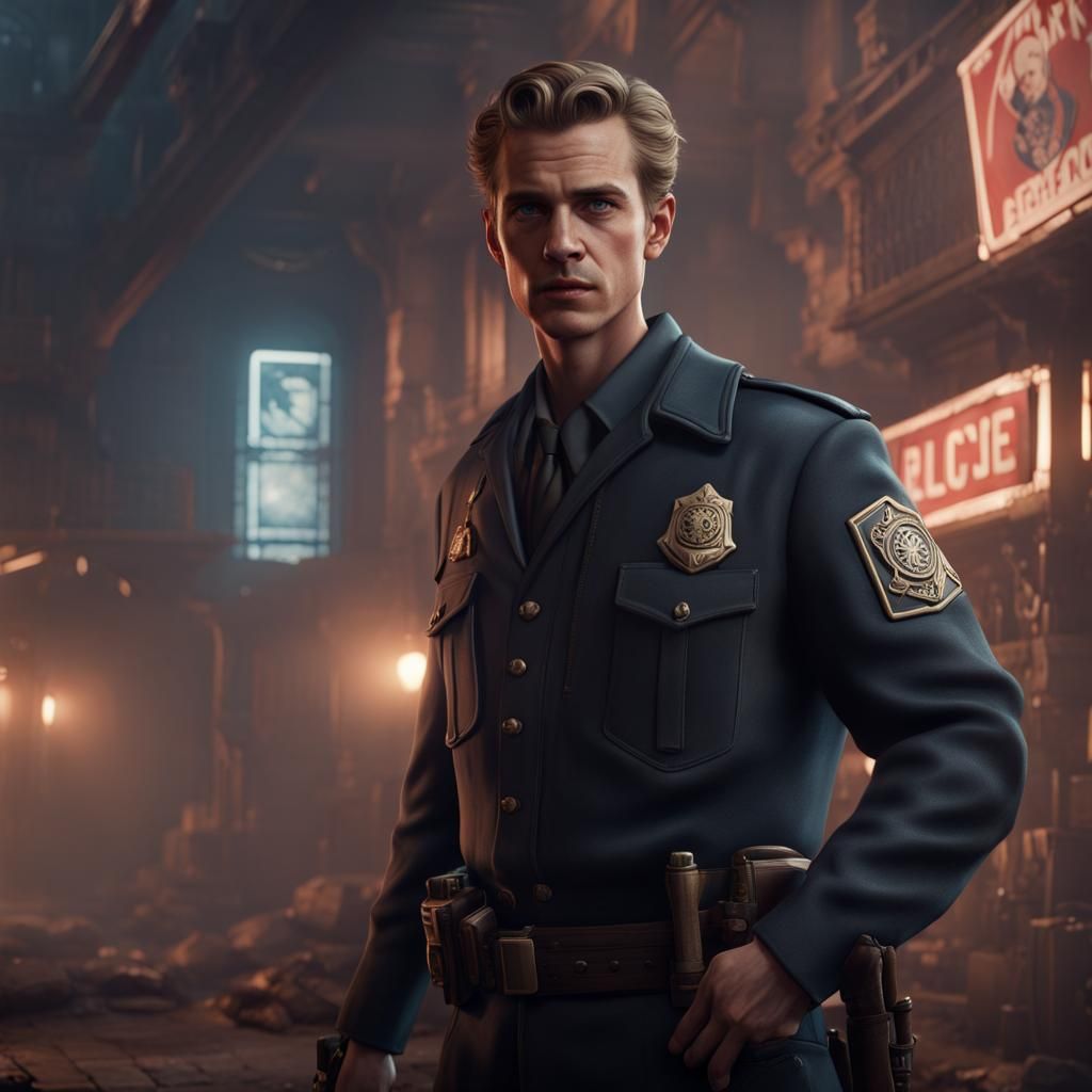 Hayden Christensen as 1950s Cop in Detailed Painting