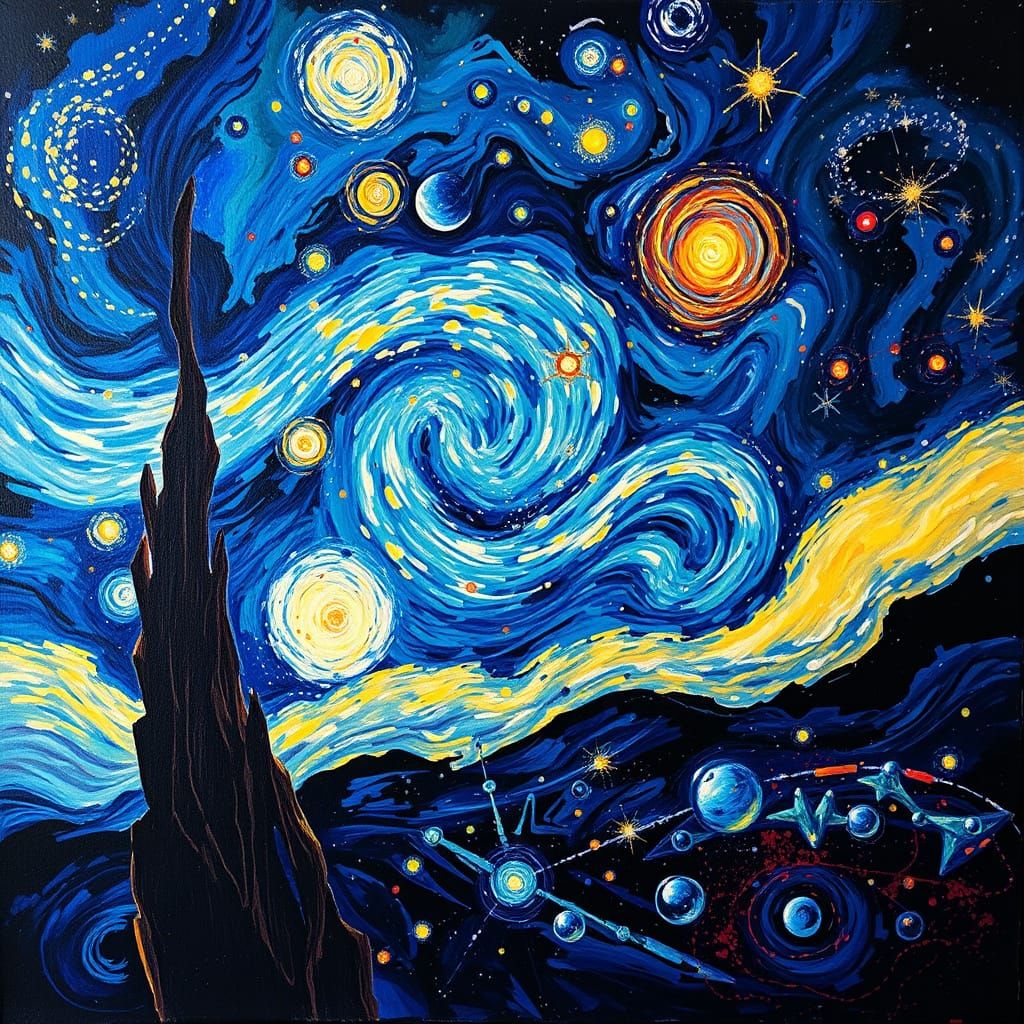 Cosmic Symphony: Nebulae in Impasto Style