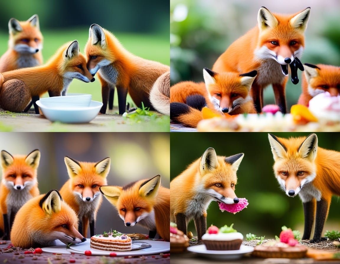 Realistic Fox Family Cake Party: Professional Photography