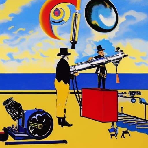 Chaplin's Psychedelic Vacuum: Retrofuturist Gouache Art