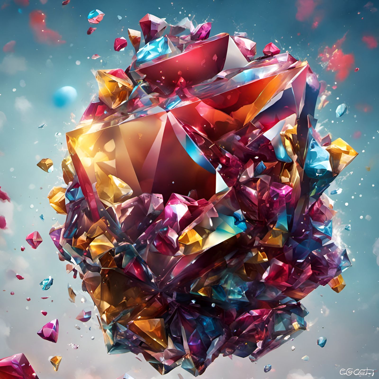 Sparkling Diamonds and Rubies in Graffiti Art Style