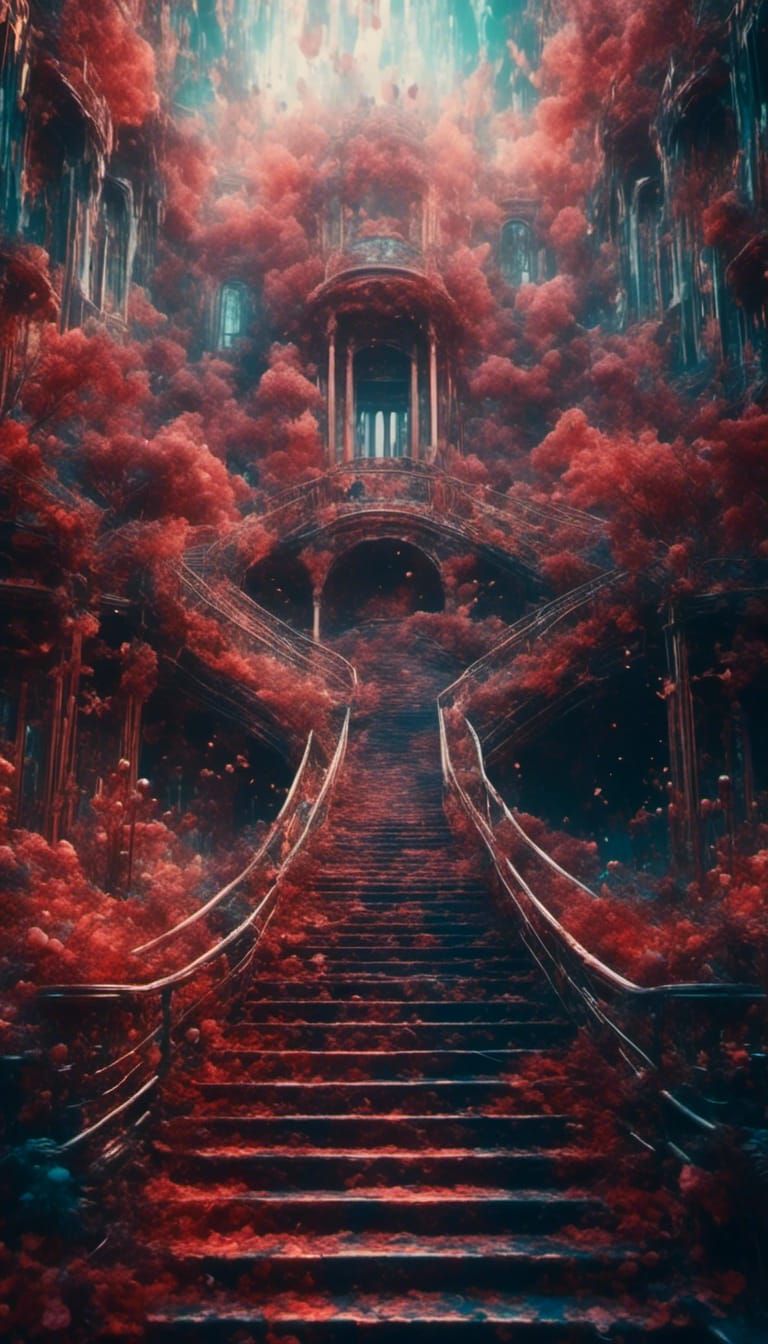 Surreal Maximalist Architecture Dreamscape in Vibrant Colors