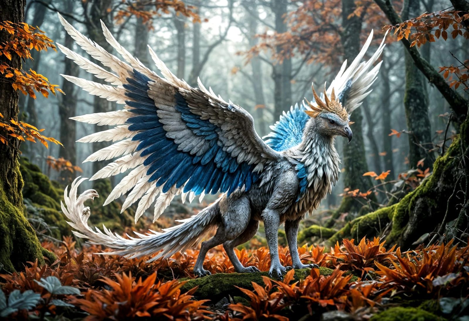 Ethereal Griffin in Magic Mushroom Forest