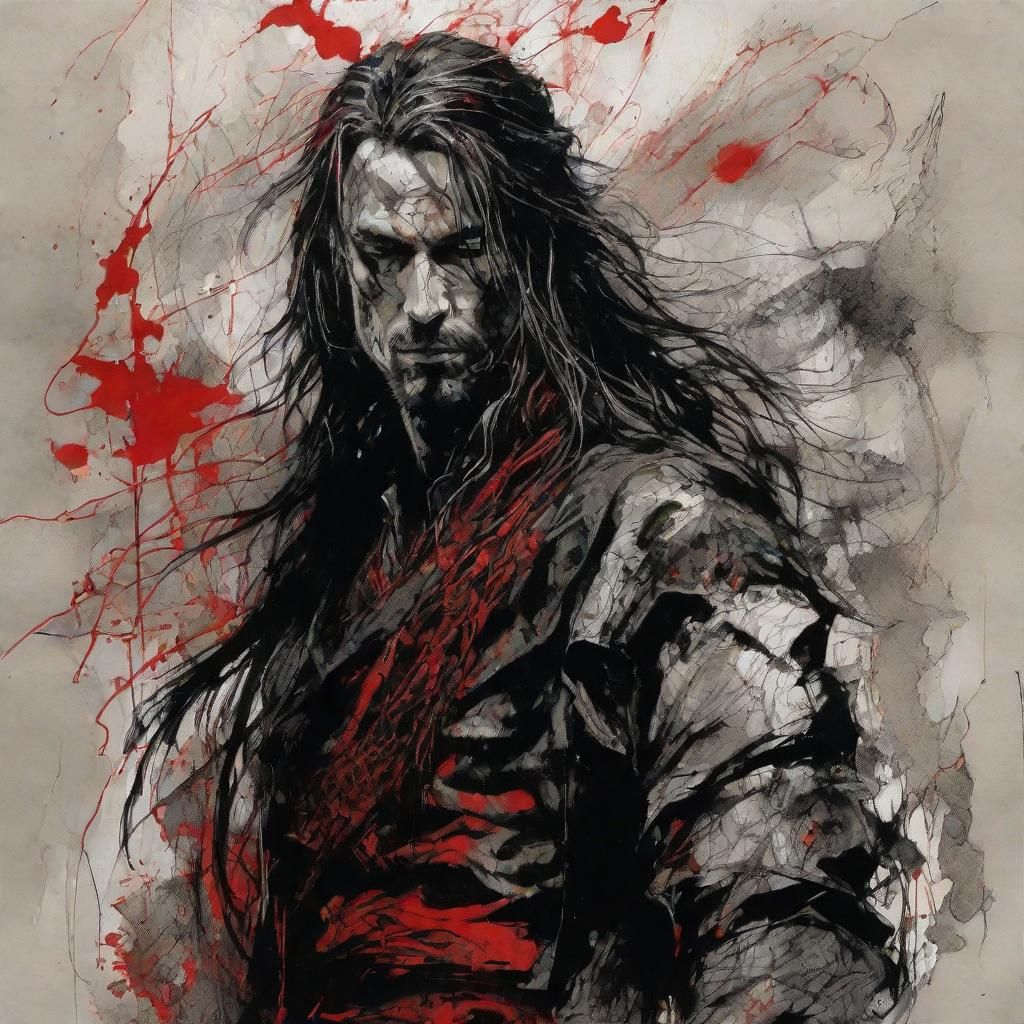 Fairytale Hero in Dark Forest, Inkblot Sketch