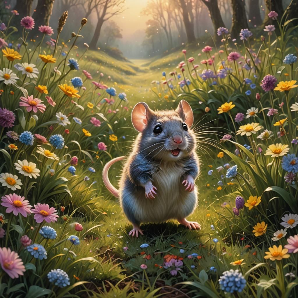 Enchanted Easter: Baby Mouse in a Meadow
