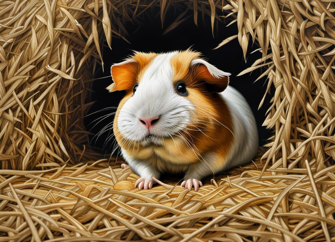 guinea pig in hay