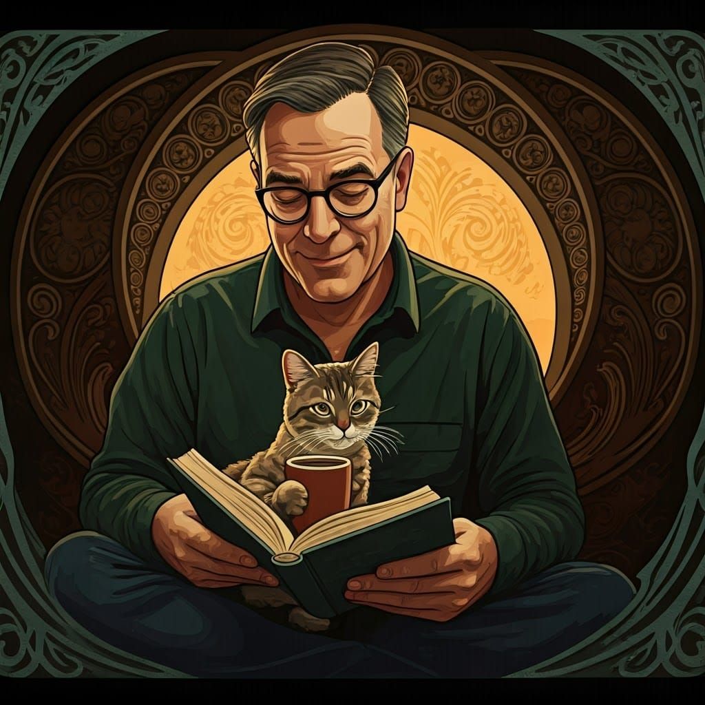 Elegant Scholar in Art Nouveau Study