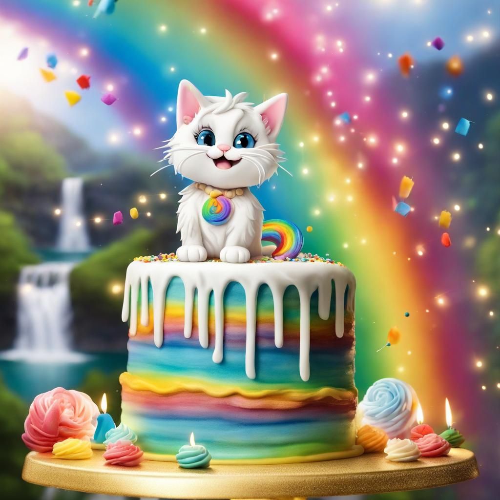 Cat's 1st Birthday at Waterfall with Rainbow