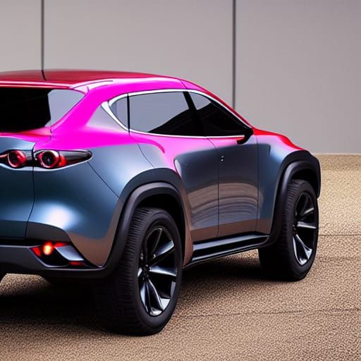 Futuristic Mazda SUV Truck in Synthwave Style