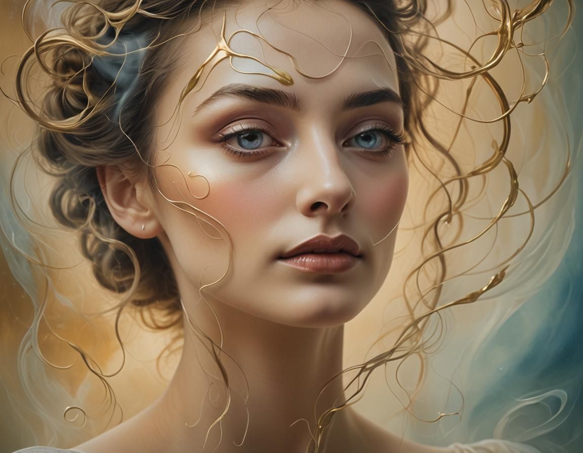 Surreal Woman Portrait in Dreamlike Setting