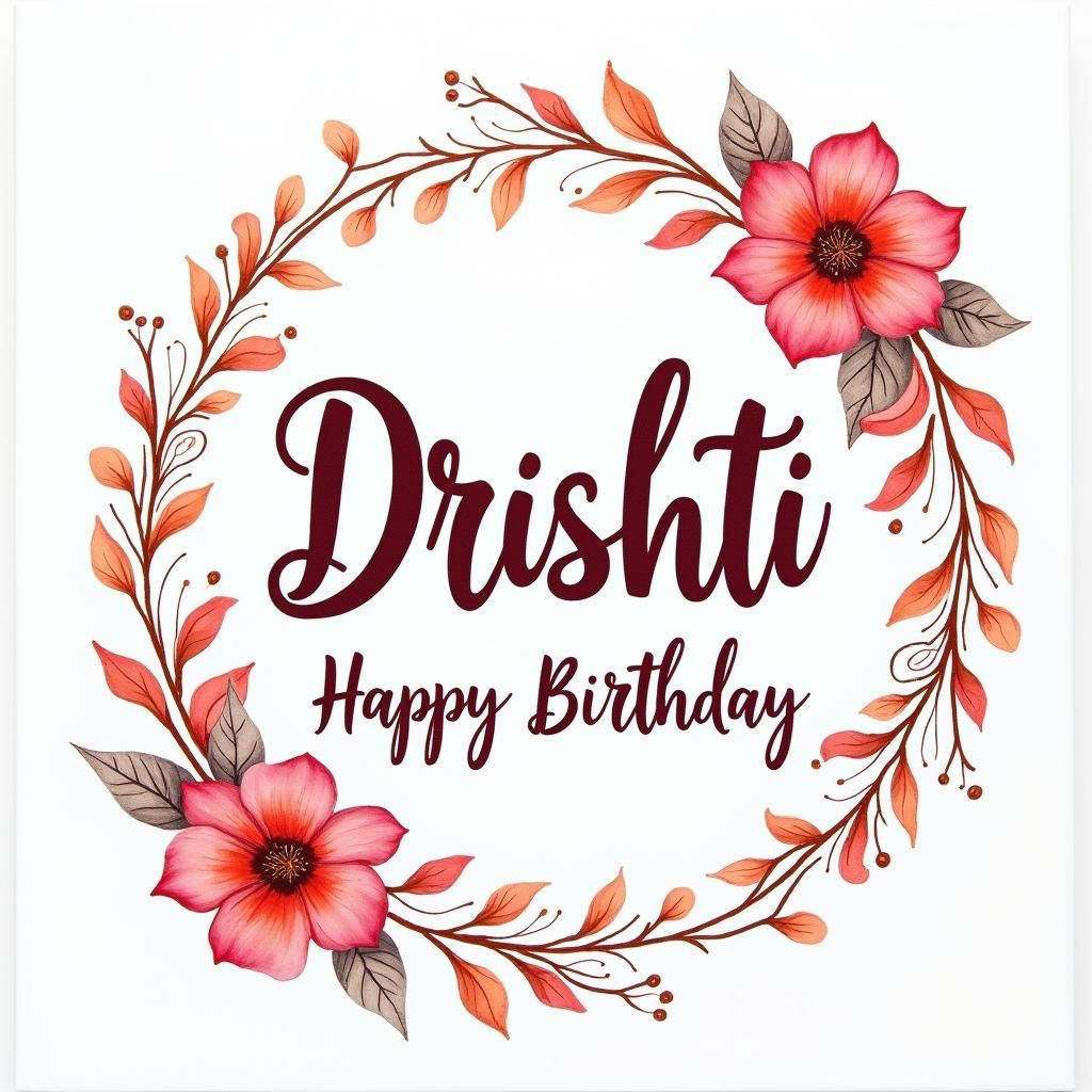 Handmade Birthday Card for Drishti in Gouache Style