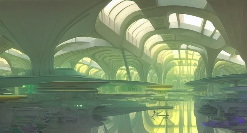 Underground City in Pastel Colors: Futuristic Concept Art