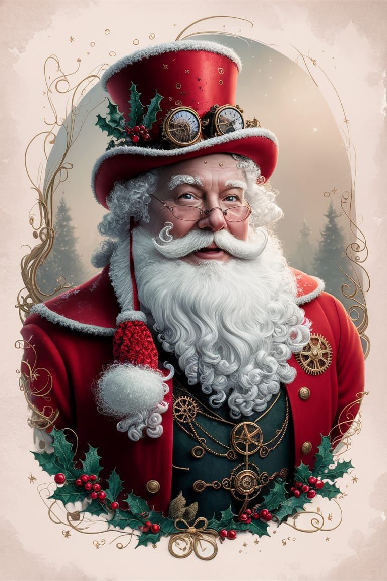Steampunk Santa Claus as Victorian-Era Inventor