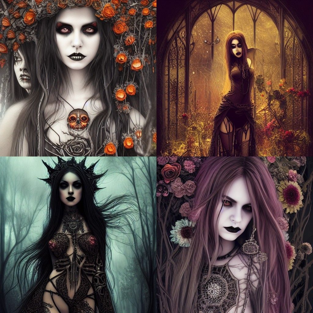 Gothic Hippie Girl in Dark Cinematic Style