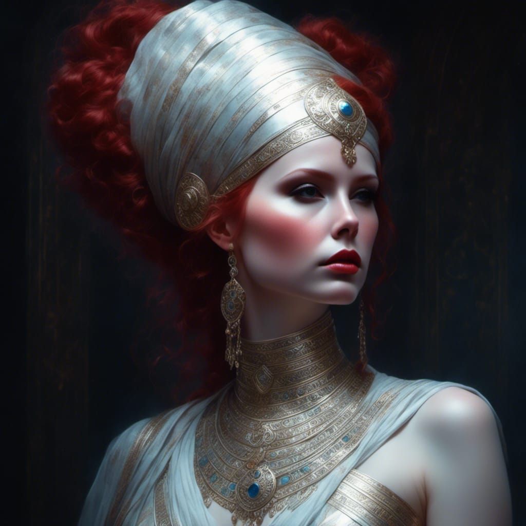 Hyperrealistic Jedi Lady Portrait with Red Hair