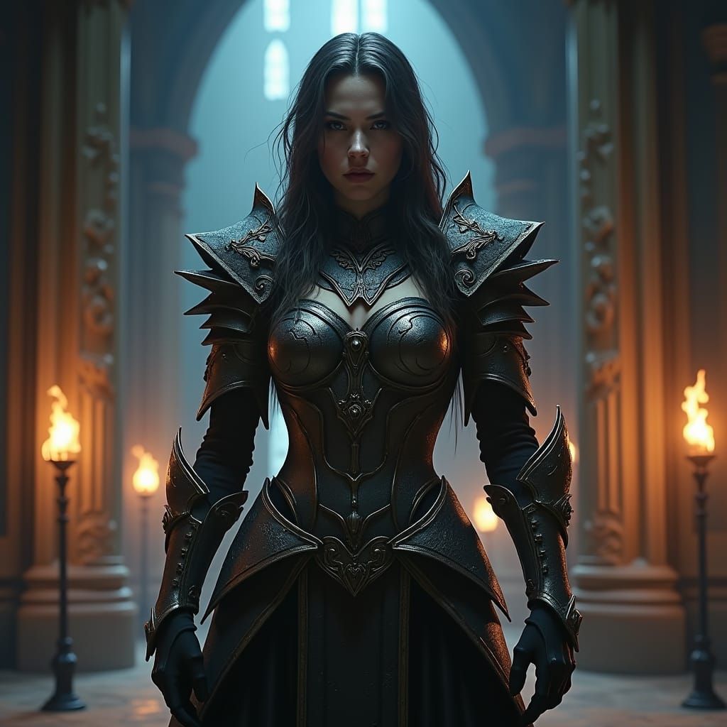 Leah in Gothic Cathedral: Dark Fantasy Art