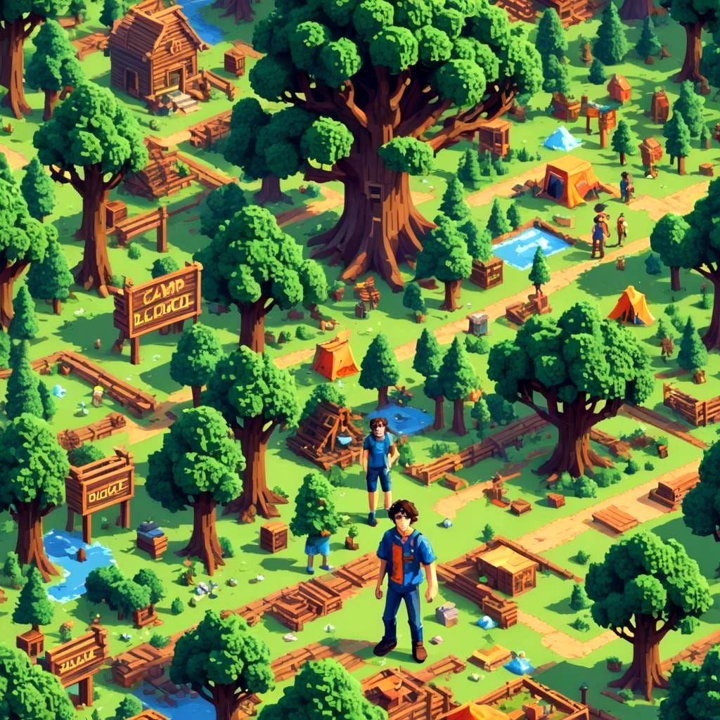 Percy Jackson's Camp Half-Blood in Pixel Art