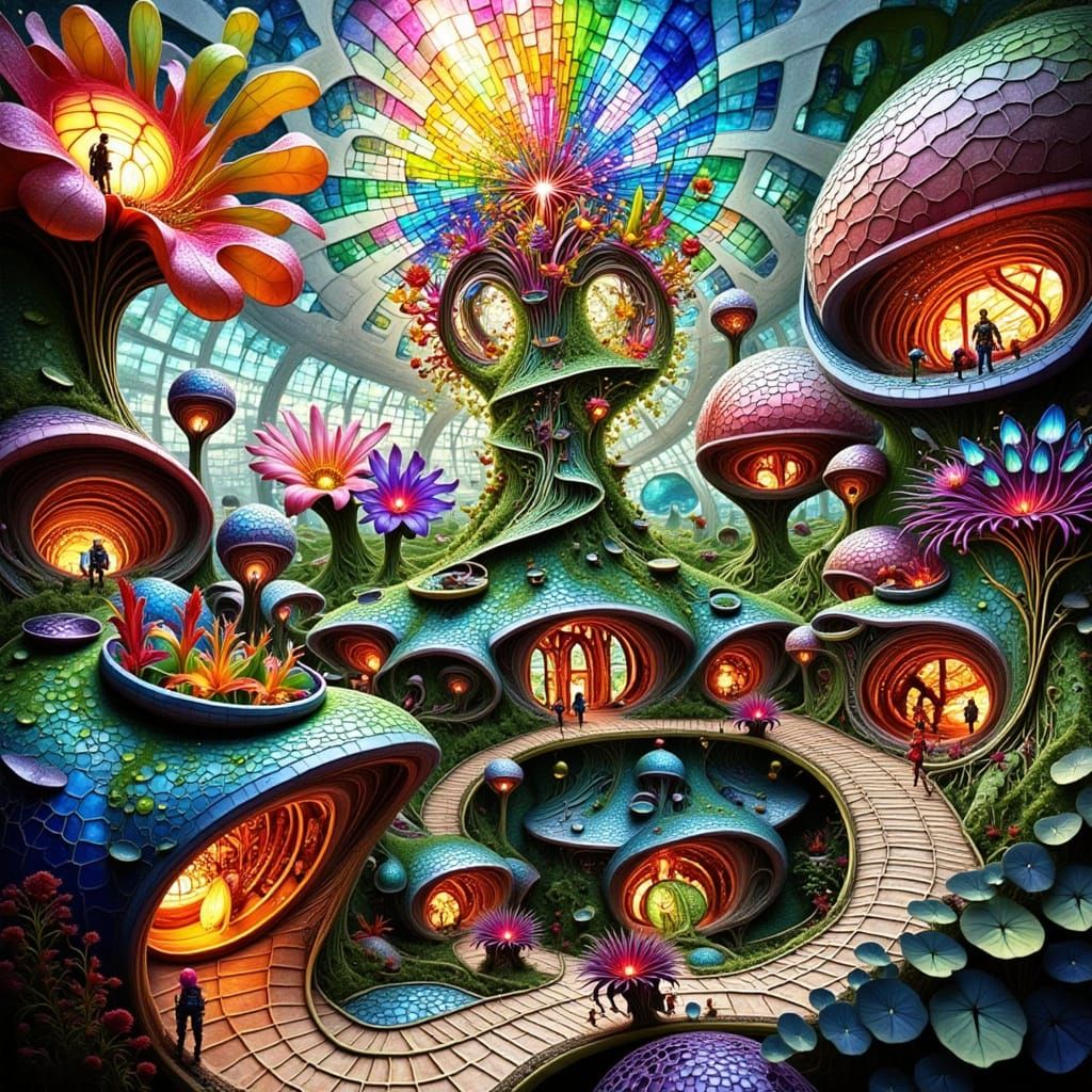 Futuristic Electro-Botanical Cityscape Inspired by Hundertwa...