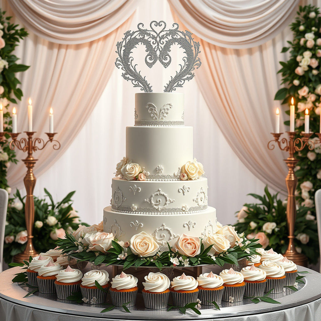 Fairytale Wedding Cake in Matte Painting Style
