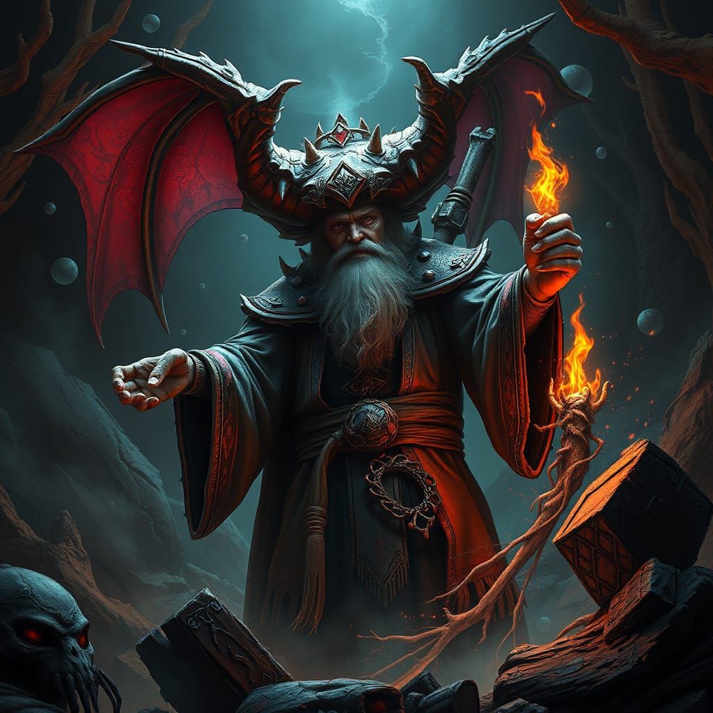 Old Alchemist Sorcerer Summons a Demon