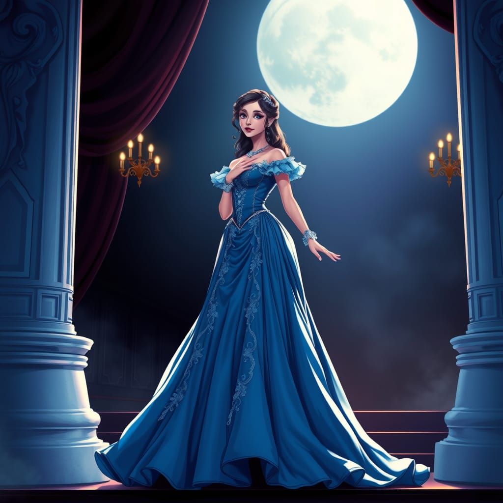 Christine Daaé's Blue Gown: Anime-Style Masterpiece