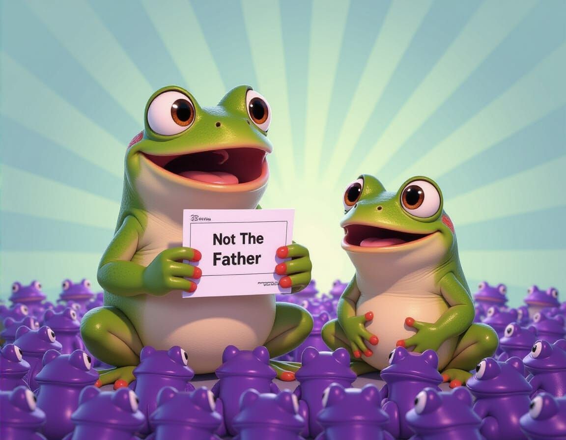 Cartoon Frog Shocked at Paternity Test Results