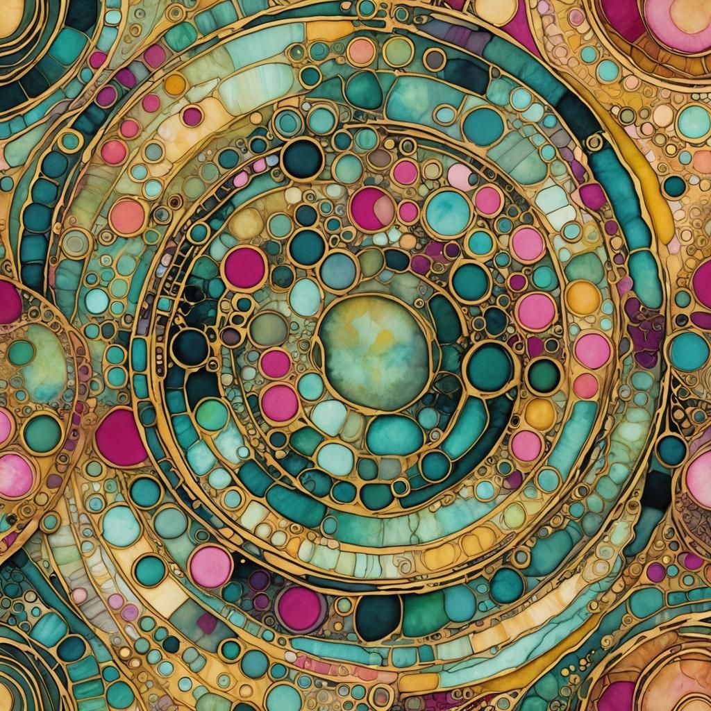 Vibrant Intricate Gold and Sage Artwork in Impasto Style