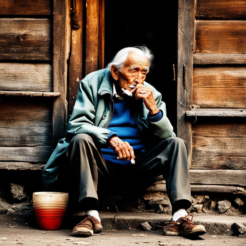 Old Person Smoking: A Portrait of Resilience
