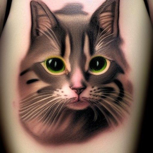 Cat with Colorful Tattoos: Realistic Fantasy Portrait